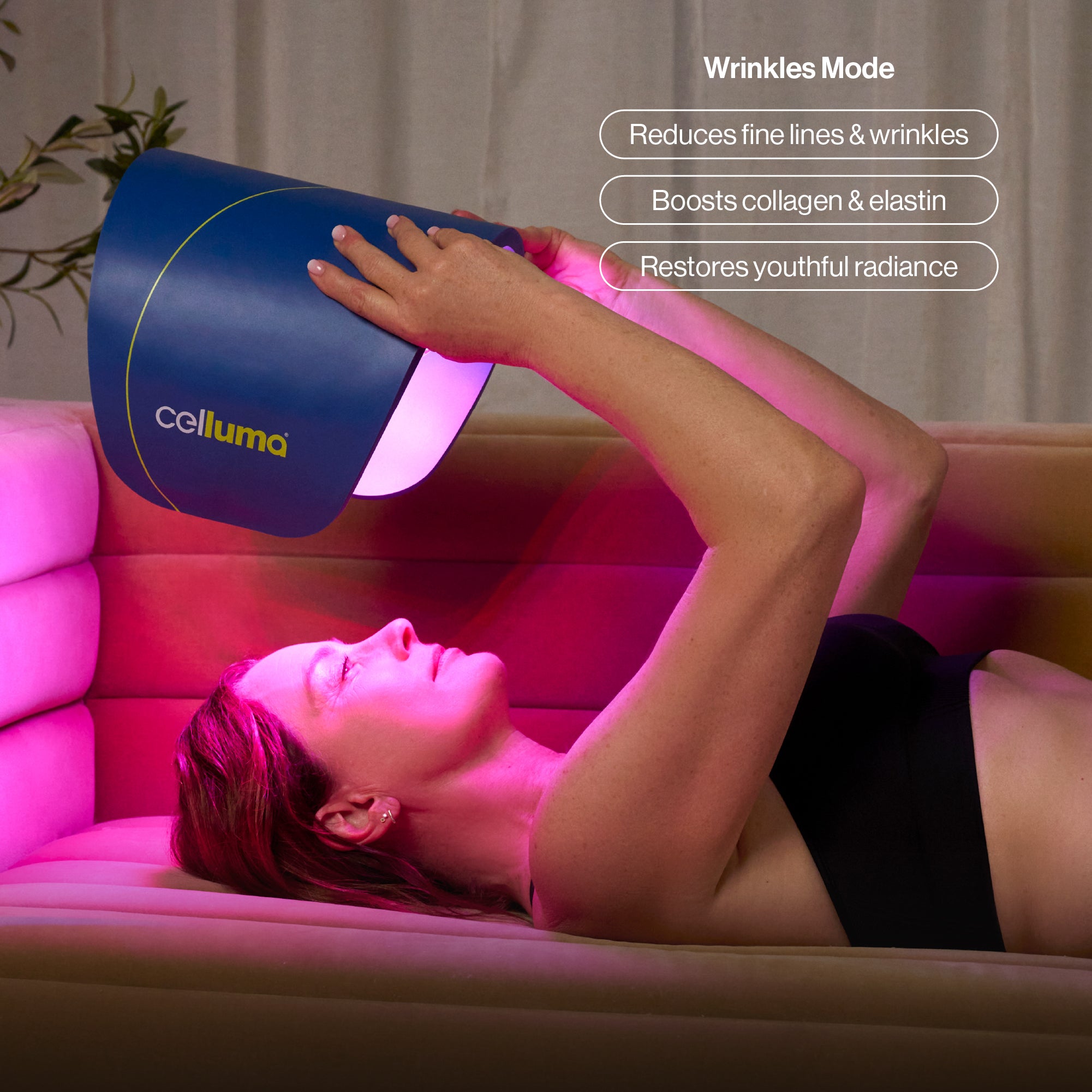 Celluma LED panel in use for skin rejuvenation